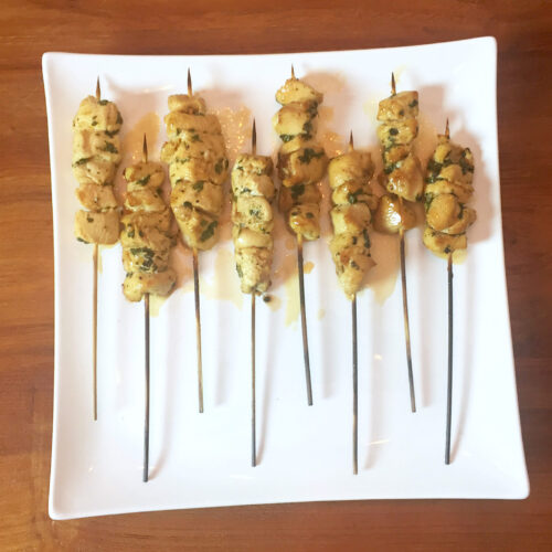 KitchAnnette Promising Drunk Chicken - chicken kebabs with hot honey glaze